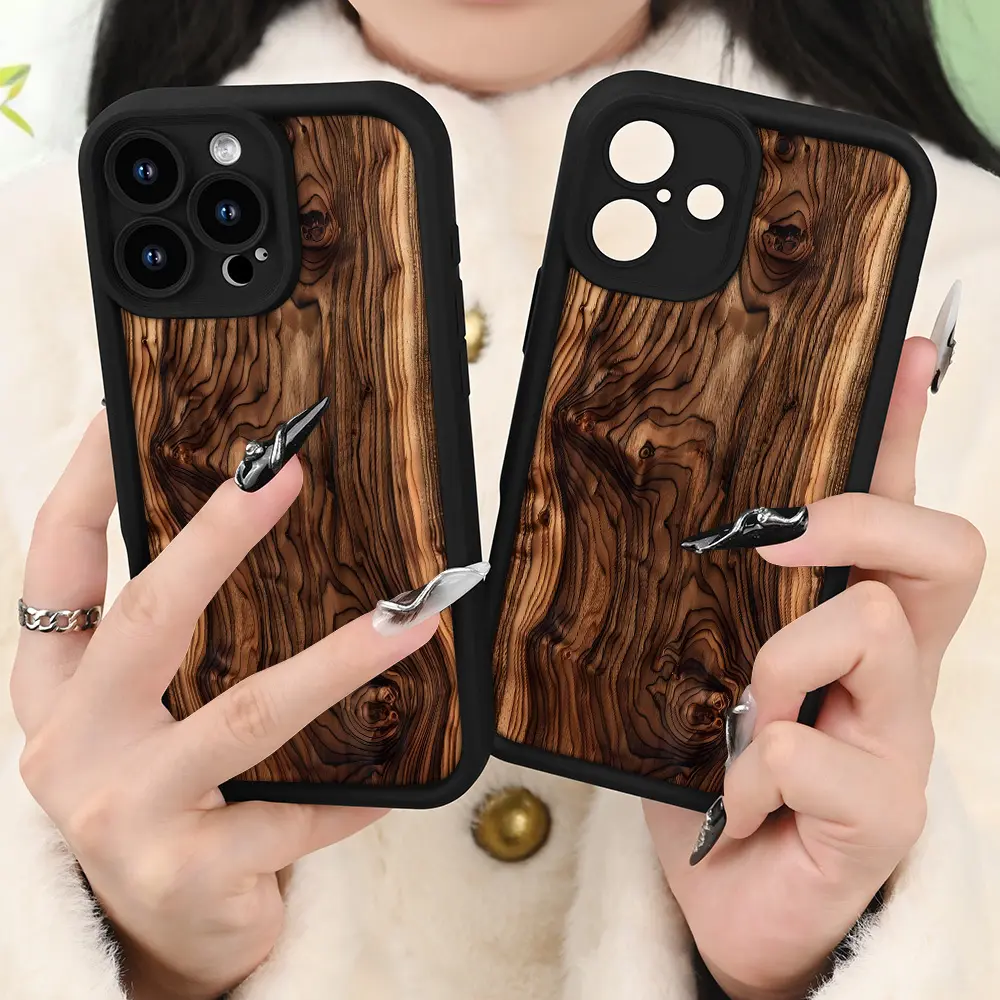 Matte Wood Grain Pattern Anti-Drop Smartphone Case for iPhone 17 Air/16 Plus/15 Pro Max/14 Pro/13/12/11/XS Max/X - Handheld Cellphone Protection for Devices, Ideal Holiday Gift (TY417), Casing