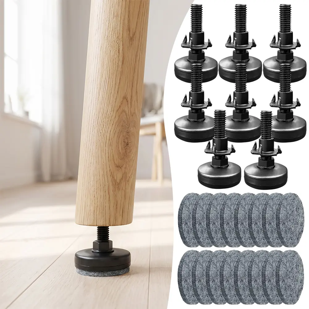 16 Packs Adjustable Leveling Feet - Heavy-Duty Coarse Thread Furniture Levelers with Floor Protection for Large Items, Cabinets, Sofa Tables, Chairs, 16 Pieces, 1.4"(L)*1.4"(W)*2.38"(H)