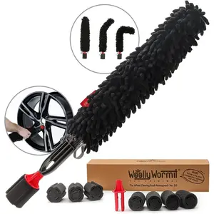 Wheel Cleaning Brush For Car Detailing Kit-Rim Brush, Lug Nuts and Wheel Cleaner Brush For Car Wash Kit -Tire Brushes For Cleaning Rims-Car Cleaning Supplies and Rim Cleaner Brush Set
