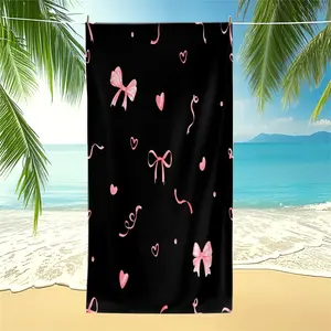 1-Piece Coquette Bow Printed Beach Towel, Cute Y2K Style Sand-Free Quick-Dry Microfiber Towel, Lightweight Absorbent Printed Beach Accessories, Ideal for Travel Vacation, Pool, Beach, Camping & Daily Use