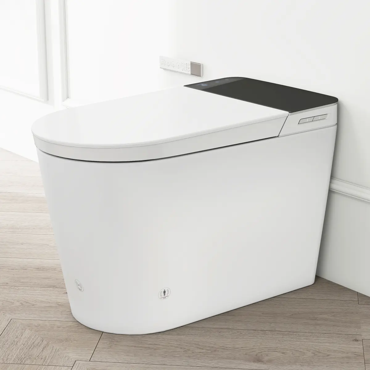 [Bellemave] Tankless Smart Toilet with Bidet Built In, Auto Open & Close, Wider Bidet with Heated Seat, Warm Water and Dry, Foot Sensor, LED Display, Remote Control, White