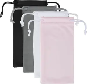 4Pcs Glasses Pouch Microfiber Soft Sunglasses Pouch Eyeglass Pouch With Drawstring Assorted Colors for Men & Women