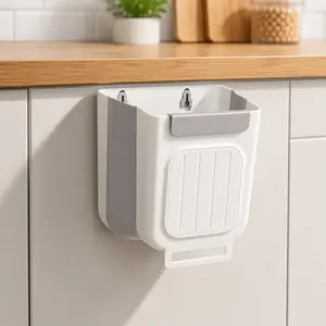 Durable Plastic Hanging Trash Can Under Cabinet Design, Covered Kitchen Garbage Bin No Drilling Required, Space-Saving Home Kitchen Storage Organizer