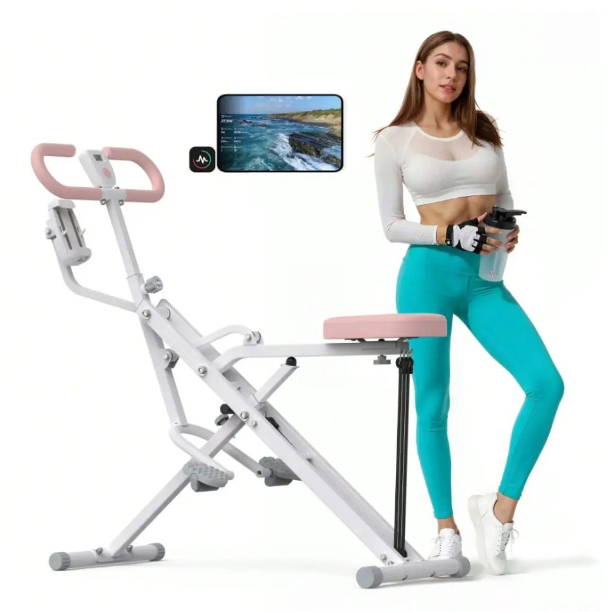 Compact Foldable Squat Fitness Machine for Whole-Body Workouts, Iron Alloy Home Gym Equipment with Adjustable Resistance, APP-Connected, 350lb Capacity, Workout Equipment, Strength Training Equipment