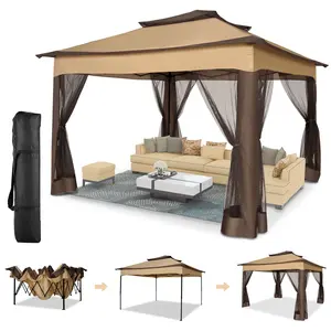 COBIZI 12’x12’ pop-up gazebo with mosquito net, patio discount, outdoor canopy tent with portable carry bag, courtyard gazebo suitable for gardens, backyards, lawns, and beaches