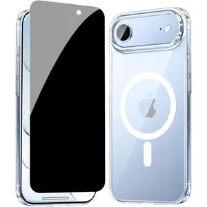 for iPhone  Air Case Clear with Privacy Screen Protector, Magnetic Shockproof Slim Phone Case for 17 Air, Compatible with MagSafe Phone Cover for iPhone 17Air 6.5 '', Transparent.