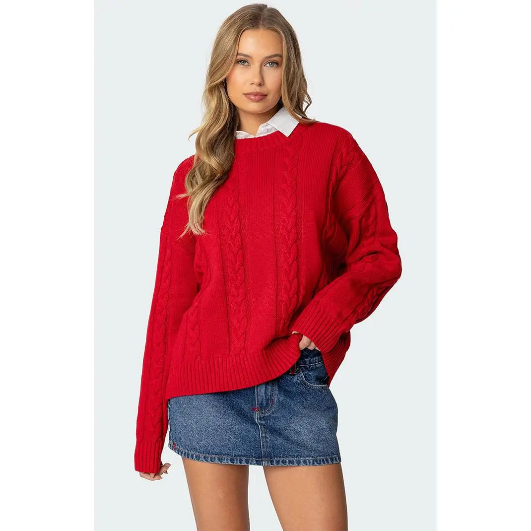 Edikted Women's Acacia Oversized Cable Knit Sweater