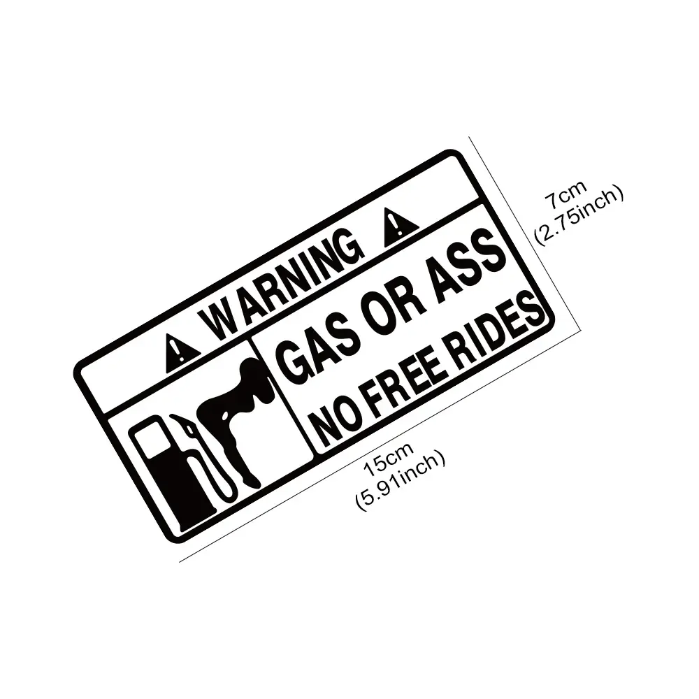 2026 New 15x7cm Gas or Ass Car Sticker Window Windshield Creative Free Ride Vinyl Decals for Truck Motorcycle Vans Pickup Fuel Tank Decal For Car Décor