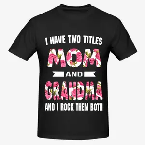 [100% Cotton] I Have Two Titles Mom Grandma And I Rock Them T-Shirt – Funny Mother’s Day Gift Tee for Mom Grandma Women, Cute Family Love Graphic Shirt, Soft Breathable Casual Summer Top, Trendy Gift Idea for Her Wife Mom Nana Mother's Day Outfit