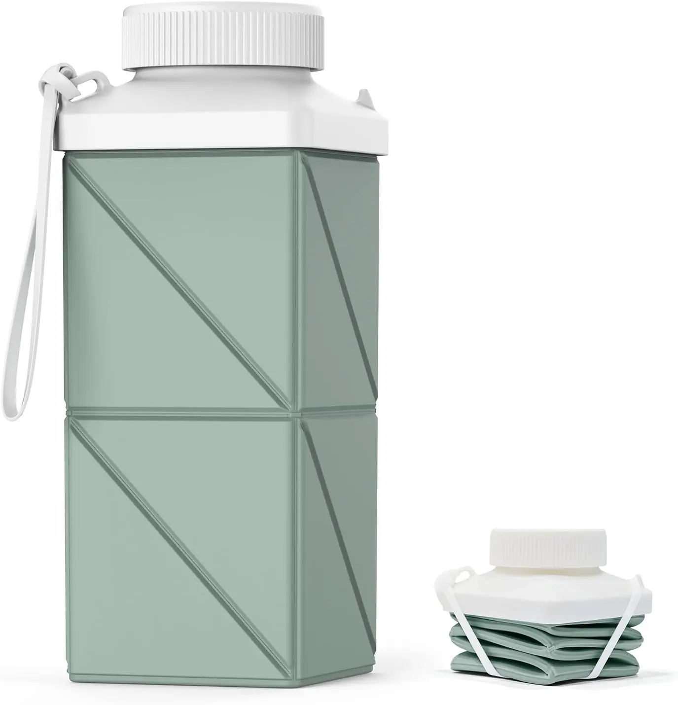 Collapsible Water Bottles 17.4oz(516ML), 2nd Generation Leakproof BPA-Free Travel Water Bottle,Lightweight Reusable Water bottle, Portable for Travel Cycling Gym Camping,Sage Green, 1 Pack