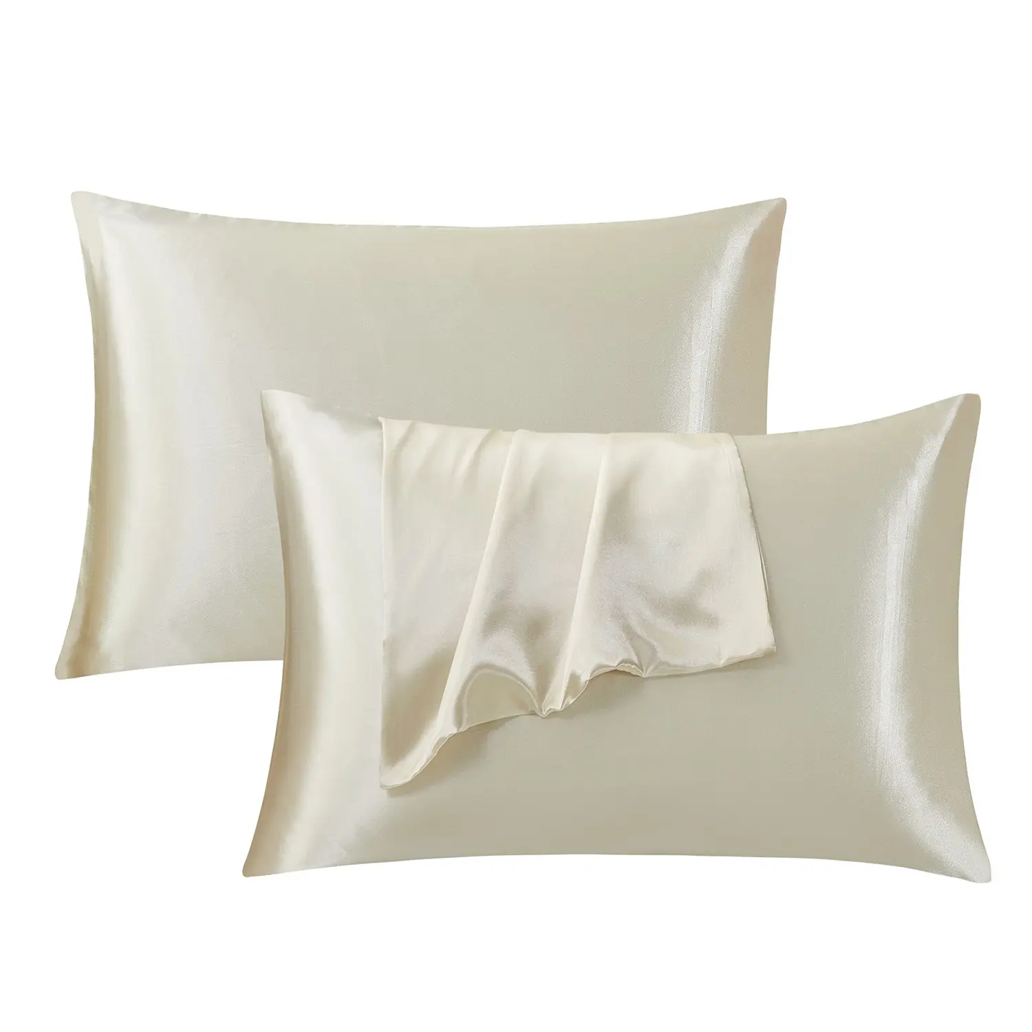 Solid-color satin pillowcases, skin-friendly and breathable unfilled pillowcases, soft and comfortable home and dormitory bedding accessories, cool and smooth to the touch, for a refreshing bedroom, bedroom decor, silky satin bedding, Silken