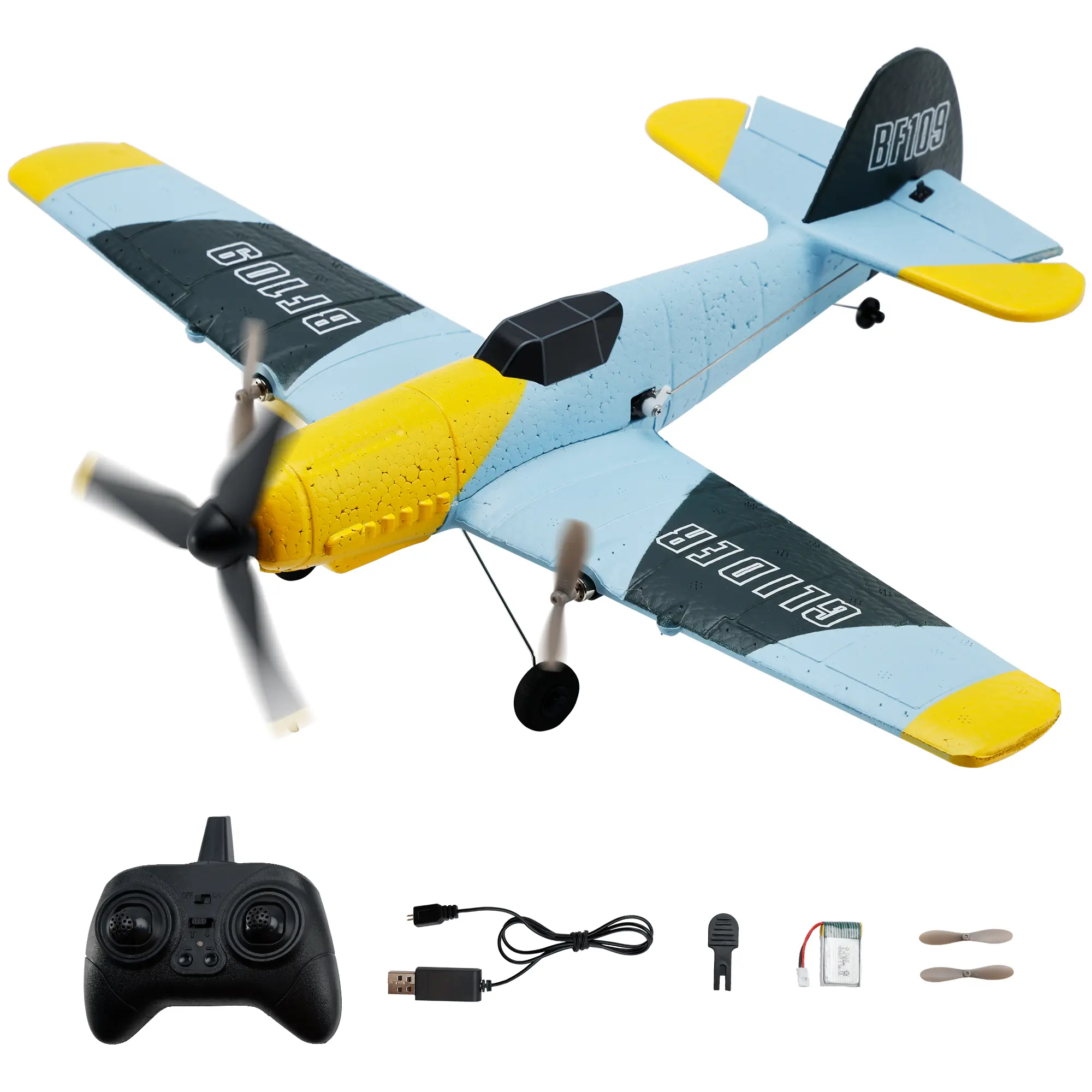 Beginner RC Airplane – 3CH BF-109 Glider 6-Axis Stability