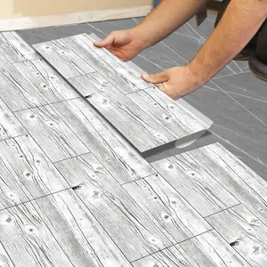 Classic Waterproof Wooden Floor Tile Veneer, Reinforced Adhesive, Thickened, Easy to Install, Bathroom & Kitchen Decor, 5.91 X 15.75 Inches, Wood Grain Pattern