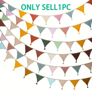 2.6m Colorful Triangle Bunting Flags, 10 Pieces, Bohemian Style, Perfect for Weddings, Baby Shower, Birthday Parties, Easy to Hang