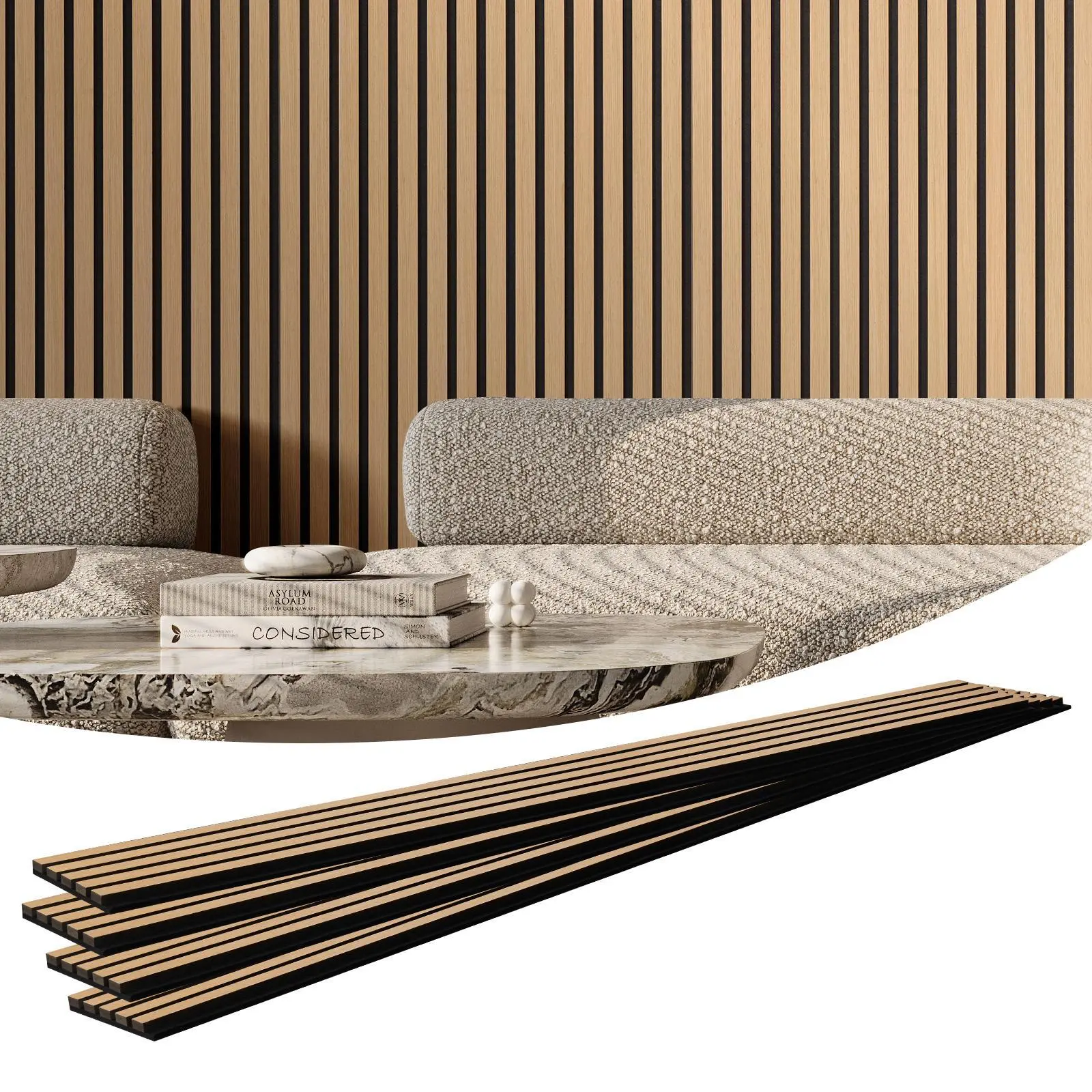 【SummerFinds】VEVOR Wood Slat Acoustic Panels, 7.9 x 94.5 inch, MDF Accent Wooden Wall Panels for Modern Interior Wall Decor, Faux Wood Wall Board Panels for Noise Reduction, Light Oak