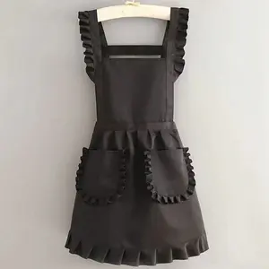 Fashionable Korean Apron, Waterproof and Stain-Resistant, Cute Lace Design, Sleeveless Apron for Home Kitchen Cooking Baking, Cute Ruffle Apron