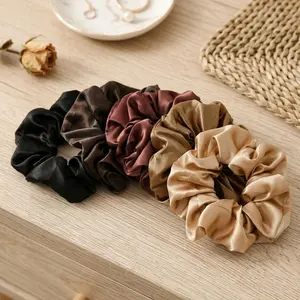 12-Pack Solid Color Satin Silk Scrunchies Hair Bands, Soft Elastic Silk Fabric Ties with Gentle Hold, Unisex Casual Elegant-Shade Hair Accessories for Women, Ideal for Summer Ponytails (Sports Headbands Category)