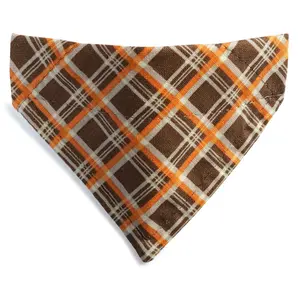 Cat Bandana - "The Down to Earth" - Brown Orange Plaid Bandana for Cat + Small Dog / Fall, Autumn  / Over-the-Collar Bandana