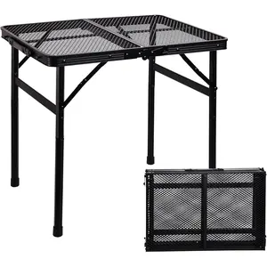 23"L*15"W*22"H Small Metal Folding Table, Camping Grill BBQ Side Table for Outdoor Garden Patio Yard- Portable Lightweight, Compact Grill Stand