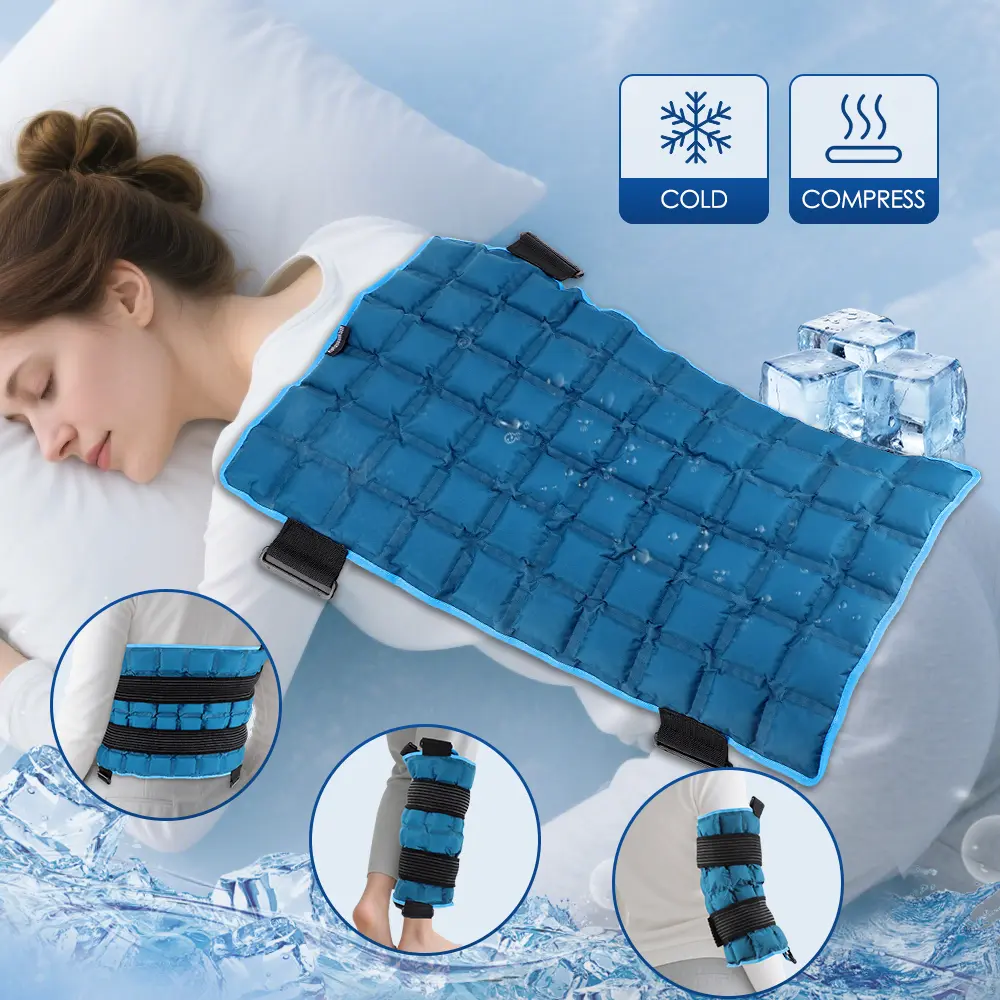Biodegradable Eco-Friendly Self-Absorbing Lightweight Reusable Hot & Cold Pack, 13"x22" Extra Large Therapy Wrap with Straps for Back Pain Relief, At-Home Care Cold Compress for Body