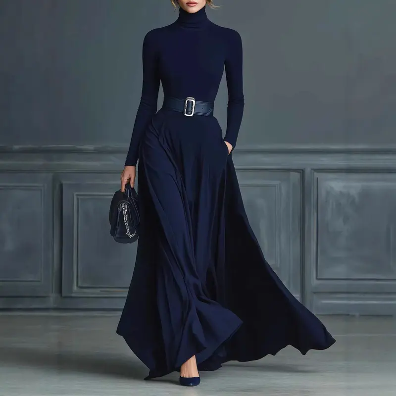knee length dresses for ladies Modal Open-Back Long-Sleeve Mini Dress in Black - XXL
