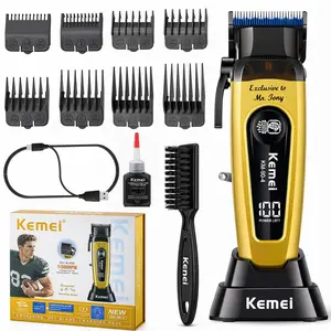 Kemei Km-90-4 Professional Brushless Motor High-Speed Hair Clipper, Cordless Beard Trimmer, Salon & Home Use, Sharp Cutting Blade, Charging Base Included