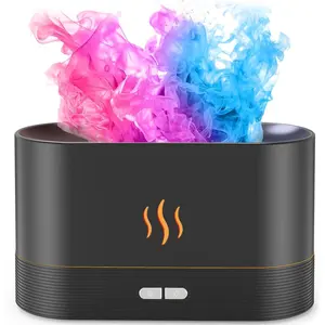 Aromatherapy Essential Oil Diffuser Fragrance Machine - 180mL, 7-Color Flame-Look LED Light, 8-Hour Runtime, Noiseless Operation, Auto-Off Protection, Ideal for Bedroom, Home Office Gift (Black),summervibes