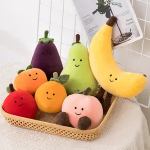 16-25CM New Product Fruit And Vegetable Plush Toy Banana Peach Eggplant Pear Simulation Cute Doll children's Birthday Christmas