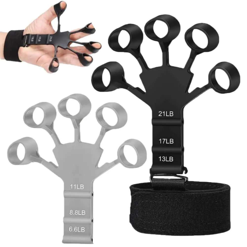 Silicone Gyro Adjustable Finger Grip Strengthener with 6 Adjustable Resistance Levels (6.6lb to 21lb), Finger Loops, Hand Therapy Tool for Arthritis, Piano & Rock Climbing Wrist Workout Exerciser, Rehabilitation, 8.8Lb new