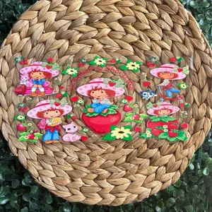 Strawberry Shortcake UVDTF Cup Wrap with Adorable Characters and Vibrant Colors for Kids 16oz Ready to Apply