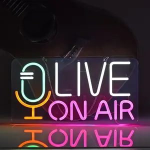 Serbasic Live on Air Neon Sign Adjustable RGB Lighting Dimmable with ON/OFF Switch for Wall Decor Living Room Hotel Bar Club Beach Cafe Wedding Birthday Party Gifts Gaming Room Artwork Bedroom Home Decor, Color Changing Light