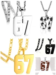 Trendy Stainless Steel Number 67 Necklace, Personalized Hip-Hop Style Jewelry, Exquisite Jewelry Gift, Number Necklace Perfect Gift for Sports Lovers & Birthday Celebrations