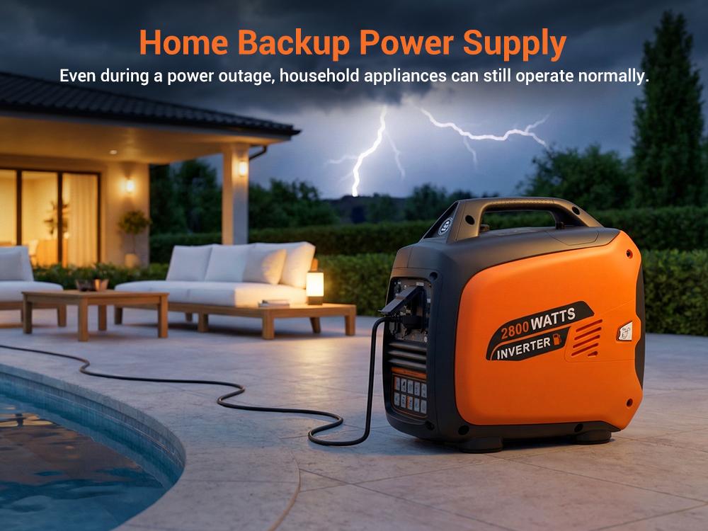 Efurden 2800-Watts Portable Inverter Generator, Gas Generators for Home Use, Camping, Super Quiet Emergency Home Backup, with Fuel Shut Off, 1.1Gal Fuel Tank, 39Lbs, EPA Compliant