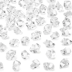 Acrylic vase filled with gemstones, packaged in 100 pieces, with fake ice cubes and rocks for tabletop scattered decoration, wedding decoration, and festival activities, Home Decor Vase, Luxurious Centerpieces Vases