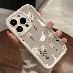 Protective Phone Cover Designed for Iphone 16 Pro Max, 15 Plus, 14, 13, 12, 11, XR, And XS Featuring a Floral Duck Design. This Soft Silicone Case Offers Complete Body Protection And Is Shockproof, Making It a Perfect Gift for Women And Girls.