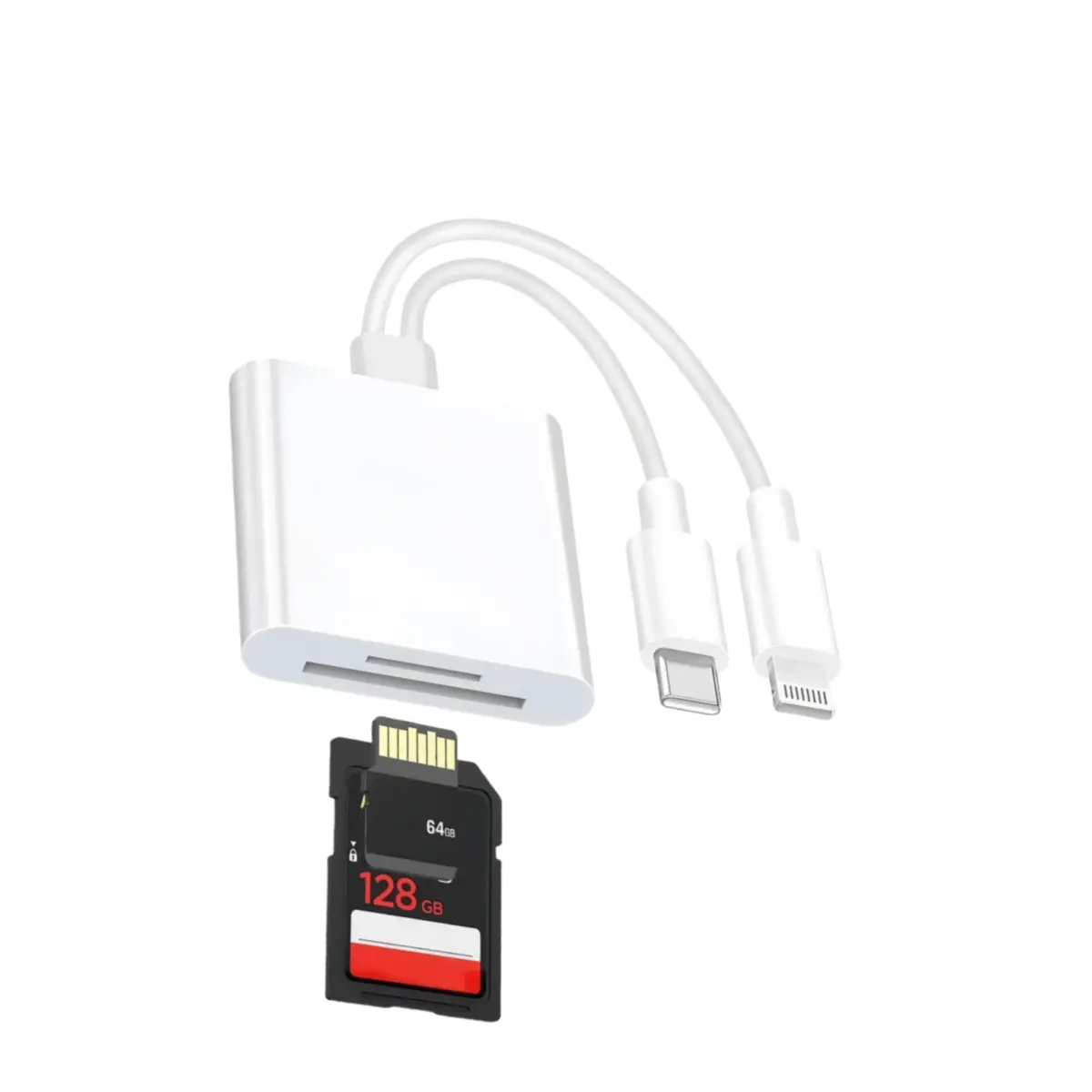 2 in 2 USB C Memory SD Card Reader with Dual Slot for MicroSD/SD, Lightning+USB C Camera Card Viewer Reader Adapter for iPhone/iPad/Android/Camera, Plug and Play