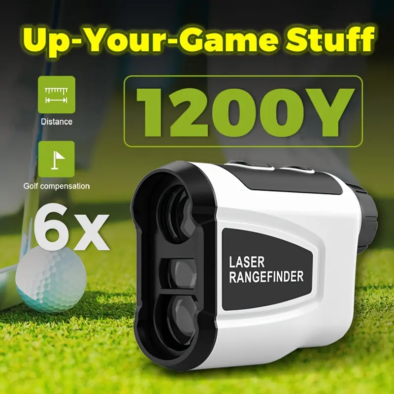 1200 Yard Laser Rangefinder for Golf, Excellent Equipment to Enhance Your Game - 6X Magnification, Slope Compensation, HD Rechargeable, High Precision Flag Lock, Quick Positioning, Anti-Vibration, USB Charging, White, Golf Additions, Stylish Design