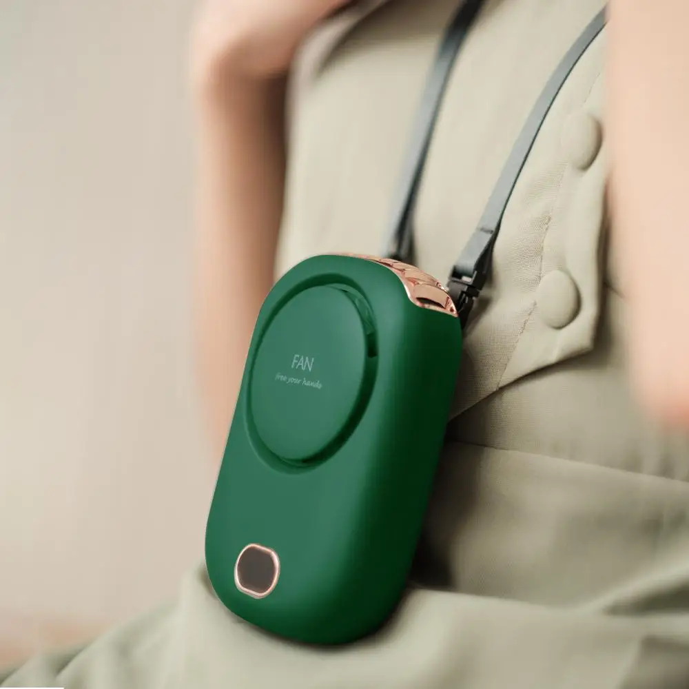 USB Rechargeable Neck Fan for Summer, Portable Mini Hanging Neck Fan with Power Display, Lanyard Design Mute Bladeless Fan for Outdoor Travel Use