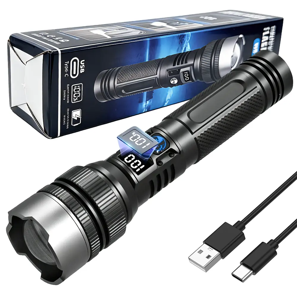 Portable Flashlight 2200 Lumens Zoomable Wide-Angle to Spotlight Dual Mode Compact Dual Sizes Camping & Emergency Use Dry Environment Design  outdoorfun tiktokshopsummersale