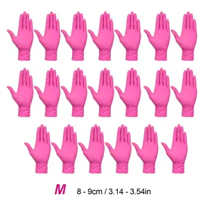 20PCS Hot Pink Nitrile Disposable Gloves -  Powder and Latex Free, Housework Gloves