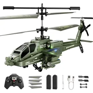 Military RC Helicopter, Apache Helicopter Model, for Kids Beginners and Adults, with Altitude Hold Gyro and LED Light, 2 Batteries, USB-C Charging, Gift for Adults and Kids