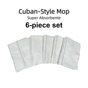 Professional Cuban Style Mop Cloth Set of 6 100% Cotton Ultra Absorbent Cleaning Cloths,Reusable, washable, and suitable for any floor type