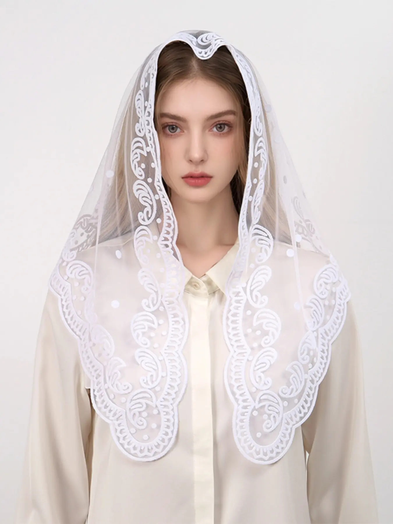 Women's Fashion Hair Scarves Triangle Scarf Wedding Headscarf Lace Trim, Elegant Bridal Accessory, Perfect for Special Occasions, Neck Scarf, Fashion Neck Shawl