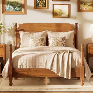[Bellemave] Vintage Platform Bed| Traditional Wood Spindle Post Bed with Headboard| No Box Spring Required| Easy Assembly﻿