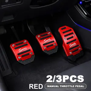 2pcs/3pcs Aluminum Alloy Anti-Slip Car Pedals, Foot Pedal - Ergonomic Design, Durable and Lightweight, Suitable for Accelerator and Brake Pedal Covers, Manual Transmission - Compatible with Most Vehicles, Car Interior Upgrade, Stylish Metal Surface