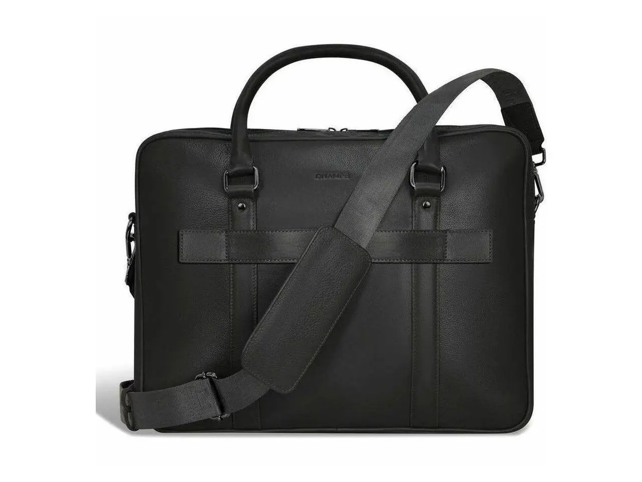 Champs Onyx Carrying Case (Briefcase) for 11" to 15.6" Notebook - Black -  RFID Resistant - Top Grain Cowhide Leather Body - Shoulder Strap, Handle, Trolley Strap - 3.17 gal Capacity - OB-412-BLACK