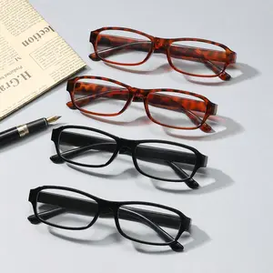 4-Piece Unisex Acrylic Rectangular Reading Glasses, Lightweight and Durable, Trendy Fashionable Eyewear for Daily Use, Perfect for All Seasons