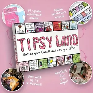Micro Drunken Paradise Party Drinking Game, Adult Board Game Night, including fun challenges and card style drinking rules, paper board game mats suitable for game nights
