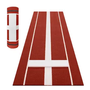 10' x 3' Softball Pitching Mat with Rubber Base, Baseball Hitting Mat, Anti-Slip Pitching Practice Mat with Thick Turf, Softball Pitching Mound for Outdoor/Indoor Use