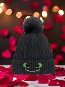How to Train Your Dragon Light Fury 2026 new model Multi Color Soft Fabric Pom Pom Winter Hat Warm Cozy Unisex Headwear with Universal Fit Versatile Cold Weather Accessory for All Genders & Outfit
